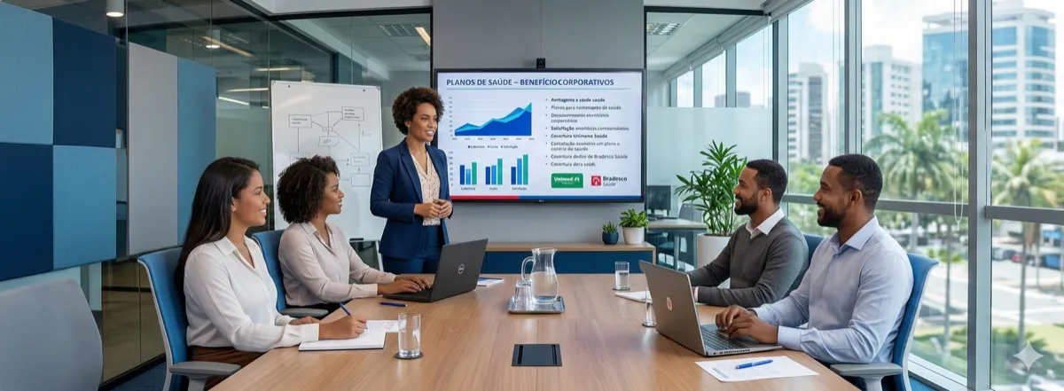 Reunião corporativa Bradesco Saúde — plano empresarial para funcionários em Salvador